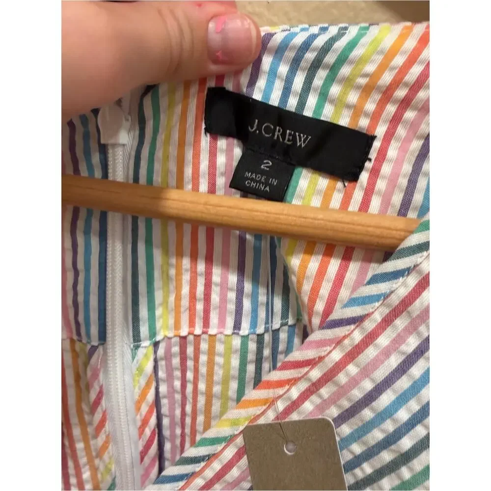 NWT J. Crew Cotton Striped Pastel Peplum Top - Multicolor Rainbow 2